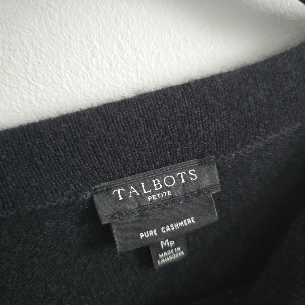 Talbots Black Cashmere Sweater M Petite - Picture 5 of 7